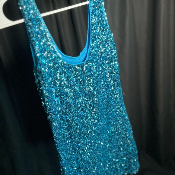 Teal sequin mini dress - Picture 4 of 5